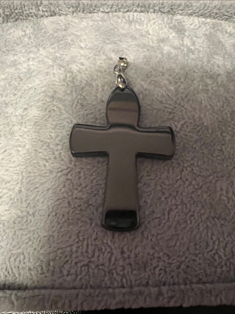 Men's Black Hematite Cross Pendant Necklace - Sleek Steel Finish